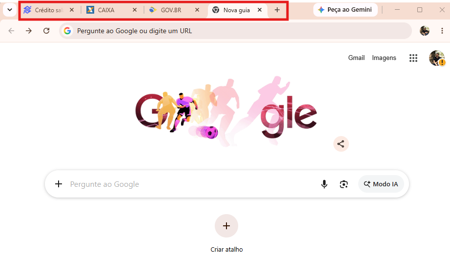 Navegador Google Chrome com várias abas abertas, indicando que é preciso fechar todas até restar apenas uma.
